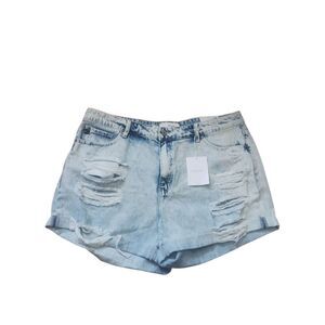 Women's Light wash factory distressed kancan short plus size NWT